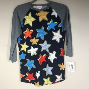 Lularoe Randy XS Americana July 4th 3/4 length Sleeve Top NWT $35